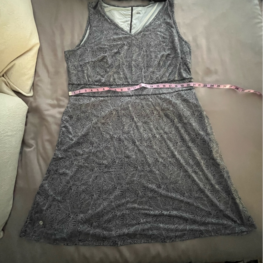 XXL Jockey Fit wicking Aline dress with yoke and pockets. Charcoal/white V neck